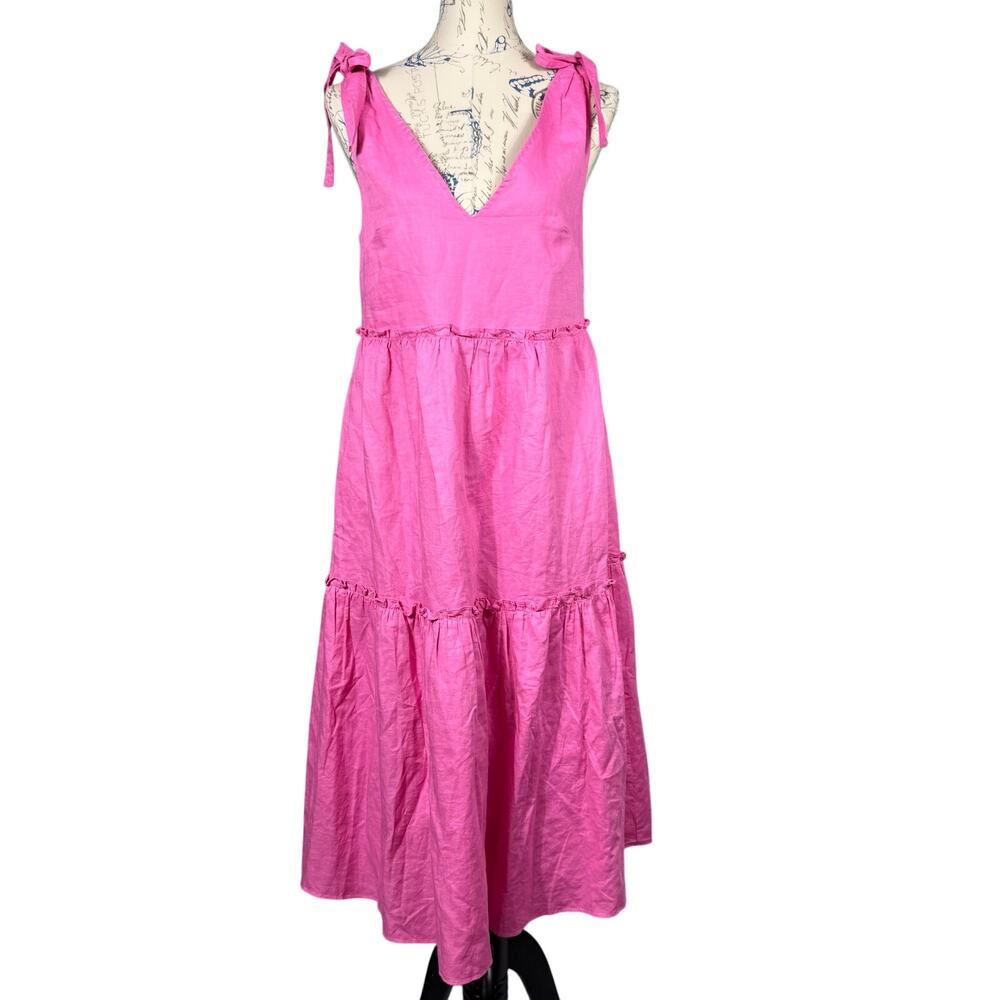 NWOT Petal & Pup Erenda Dress‎ 4 Pink V-neck Linen